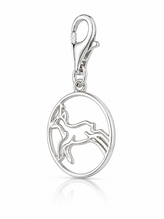 Round chamois-shaped charm in rhodium-plated silver by Gexist®