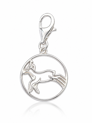 Round chamois-shaped charm in rhodium-plated silver by Gexist®