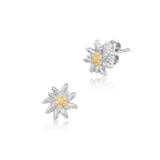 Set of Edelweiss Necklace and Earrings in Bicolore satin Silver Sterling by Gexist®