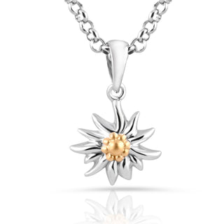 Set of Edelweiss Necklace and Earrings in shiny Bicolor Sterling Silver by Gexist®