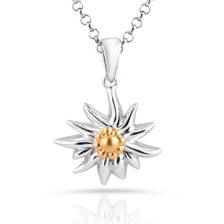 Set of Edelweiss Necklace and Earrings in shiny Bicolor Sterling Silver by Gexist®
