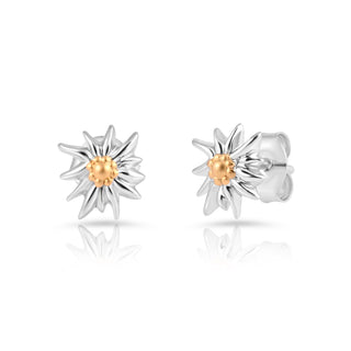 Set of Edelweiss Necklace and Earrings in shiny Bicolor Sterling Silver by Gexist®