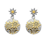 Set of Necklace and Earrings in Bicolor Sterling Silver with Edelweiss bouquet pattern by Gexist®
