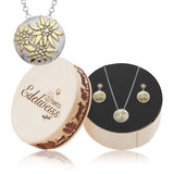 Set of Necklace and Earrings in Bicolor Sterling Silver with Edelweiss bouquet pattern by Gexist®