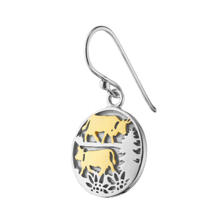 Set of Necklace and Earrings in Bicolor Sterling Silver with Poya pattern by Gexist®