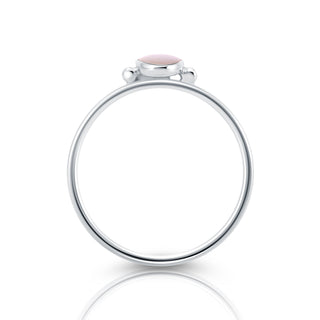 Small Sterling Silver ring with vertical oval Mother-of-Pearl cab by Gexist®