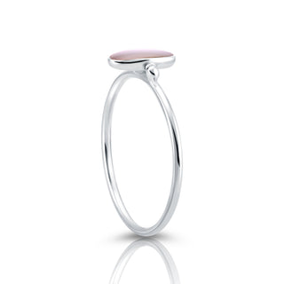 Small Sterling Silver ring with vertical oval Mother-of-Pearl cab by Gexist®