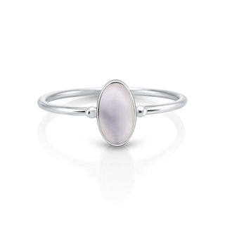 Small Sterling Silver ring with vertical oval Mother-of-Pearl cab by Gexist®