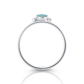 Small Sterling Silver ring with vertical oval Turquoise cab by Gexist®