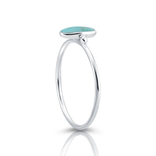 Small Sterling Silver ring with vertical oval Turquoise cab by Gexist®