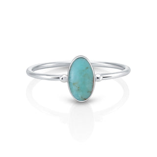 Small Sterling Silver ring with vertical oval Turquoise cab by Gexist®