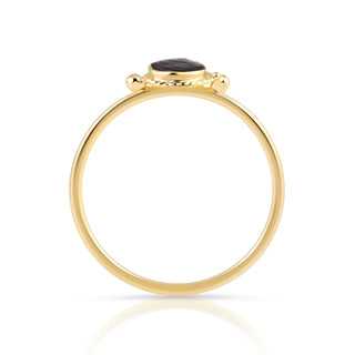 Small Sterling silver ring gold plated with a round cabochon Abalone (mother-of-pearl) by Gexist®