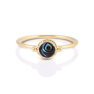 Small Sterling silver ring gold plated with a round cabochon Abalone (mother-of-pearl) by Gexist®
