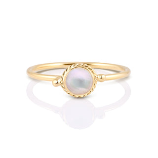 Small ethno style ring in Sterling silver gold plated with a mother-of-pearl by Gexist®
