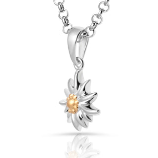 Small necklace with Edelweiss pendant, shiny Bicolor rhodium-plated yellow gold by Gexist®