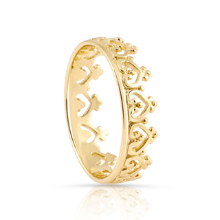 Small ring ethnic crown style in gold-plated Sterling silver shiny finish by Gexist®