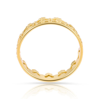 Small ring ethnic crown style in gold-plated Sterling silver shiny finish by Gexist®