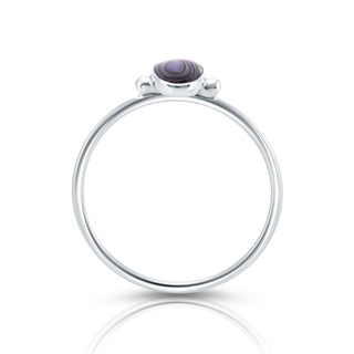 Small ring in Sterling Silver with a magnificent vertical oval Abalone with multiple reflections (Mother-of-Pearl) cab by Gexist®