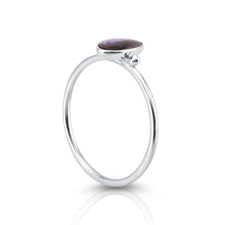 Small ring in Sterling Silver with a magnificent vertical oval Abalone with multiple reflections (Mother-of-Pearl) cab by Gexist®