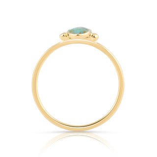 Small ring in Sterling silver gold plated shiny finish with vertical oval Turquoise cabochon by Gexist®