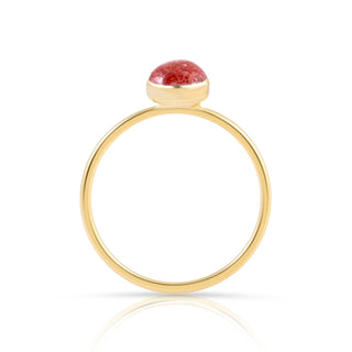 Small ring in Sterling silver gold plated with round cabochon sponge coral by Gexist®