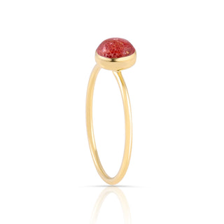 Small ring in Sterling silver gold plated with round cabochon sponge coral by Gexist®