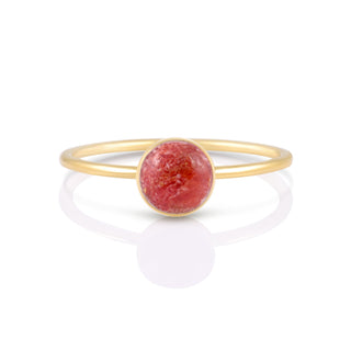 Small ring in Sterling silver gold plated with round cabochon sponge coral by Gexist®