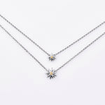 Sterling Silver Double Necklace and two Pendants Edelweiss polished Bicolor by Gexist®