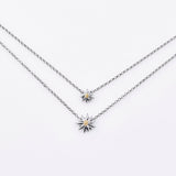 Sterling Silver Double Necklace and two Pendants Edelweiss polished Bicolor by Gexist®