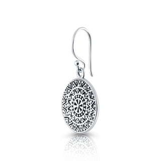 Sterling Silver Drop Earrings with Ethnic Motifs by Gexist®