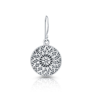 Sterling Silver Drop Earrings with Ethnic Motifs by Gexist®