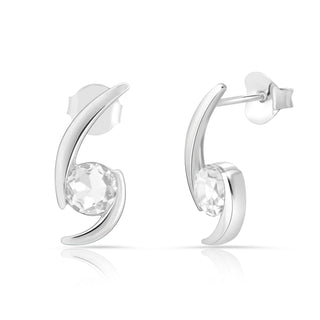 Sterling Silver Earrings with Swiss Stone Cristal Quartz by Gexist®
