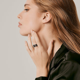 Sterling Silver Edelweiss Filigree Black Rhodium Ring by Gexist®