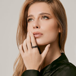 Sterling Silver Edelweiss Filigree Black Rhodium Ring by Gexist®