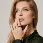 Sterling Silver Edelweiss Filigree Black Rhodium Ring by Gexist®