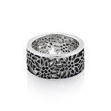 Sterling Silver Edelweiss Filigree Black Rhodium Ring by Gexist®