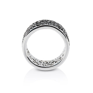 Sterling Silver Edelweiss Filigree Black Rhodium Ring by Gexist®