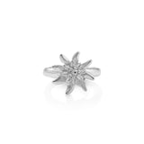 Sterling Silver Edelweiss Ring with Swiss Stone Cristal Quartz by Gexist®