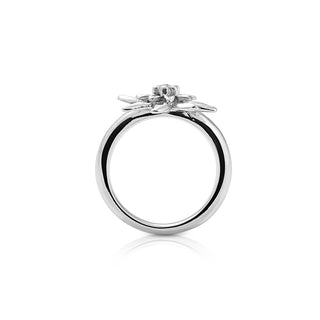 Sterling Silver Edelweiss Ring with Swiss Stone Cristal Quartz by Gexist®