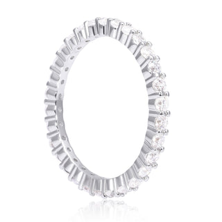 Sterling Silver Eternity ring adorned with Zircons mounted on claws all around the ring by Gexist®