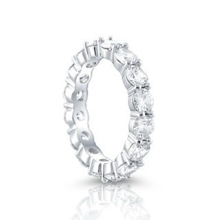 Sterling Silver Eternity ring adorned with Zircons mounted on claws all around the ring by Gexist®