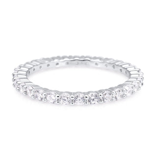 Sterling Silver Eternity ring adorned with Zircons mounted on claws all around the ring by Gexist®
