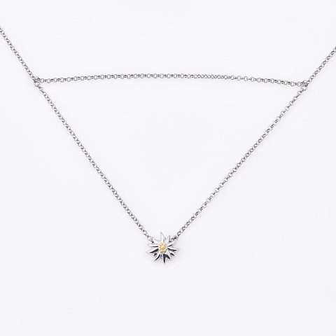 Sterling Silver Necklace and Pendant Edelweiss polished Bicolor by Gexist®