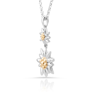 Sterling Silver Necklace with Bicolor Edelweiss Pendant by Gexist®