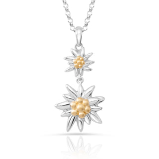Sterling Silver Necklace with Bicolor Edelweiss Pendant by Gexist®