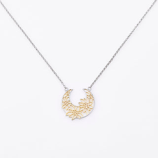 Sterling Silver Necklace with Gold Edelweiss Filigree Bicolor Basket Pendant by Gexist®