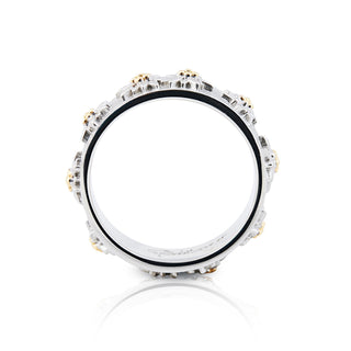 Sterling Silver Ring with Bicolor Edelweiss on Flat Profile, Satin Finish by Gexist®