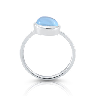 Sterling Silver Ring with Oval Translucent sky blue Topaz cab by Gexist®
