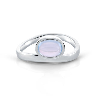 Sterling Silver Ring with Oval Translucent sky blue Topaz cab by Gexist®
