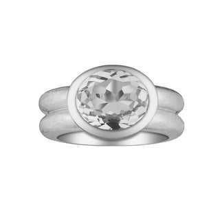 Sterling Silver Ring with Swiss Stone Cristal Quartz by Gexist®